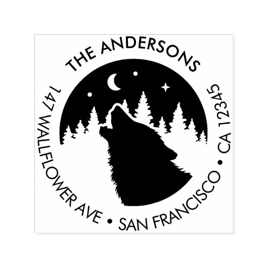 Custom Family Name Wolf Moon Return Address Permastempel (Design)