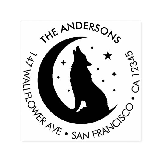Custom Family Name Wolf Moon Return Address Permastempel (Design)