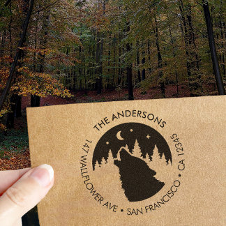 Custom Family Name Wolf Moon Return Address Permastempel