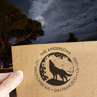 Custom Family Name Wolf Moon Return Address Permastempel