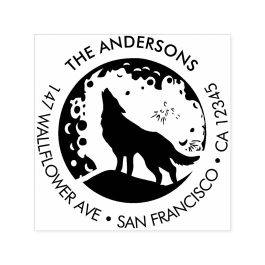Custom Family Name Wolf Moon Return Address Permastempel (Design)