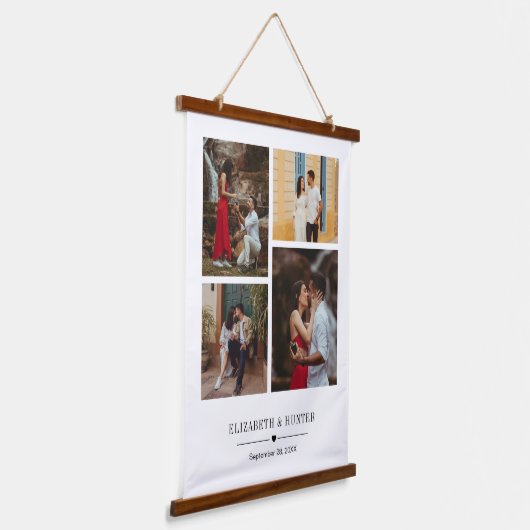 Custom Family oder Wedple 4 Foto Collage Wandteppich Mit Holzrahmen (Gewinkelt)