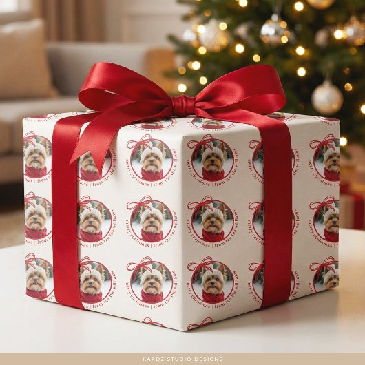 Custom Family Pet Foto Frohe Weihnachten Geschenkpapier