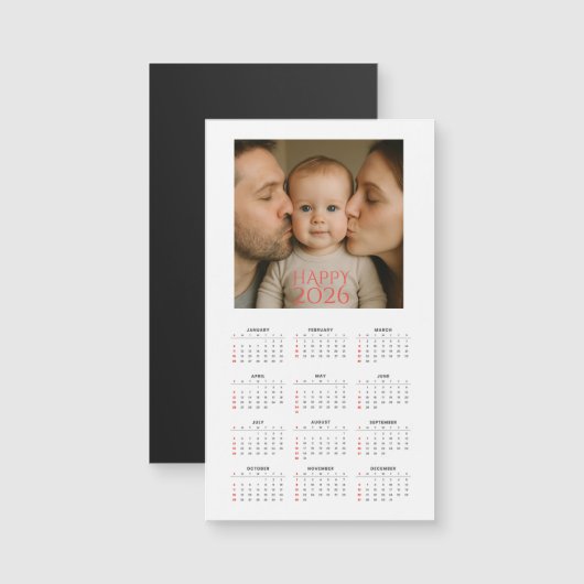 Custom Family Photo 2026 Magnetic Calendar Magnetkarte (Vorne/Hinten)