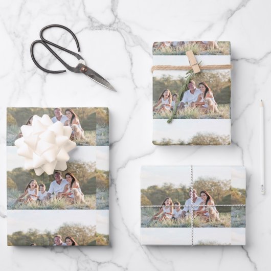 Custom family photo add photo stylish personalized geschenkpapier set (Vorderseite)