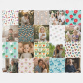 Custom Family Photo Blanket Collage Gift Fleecedecke (Vorderseite (Horizontal))