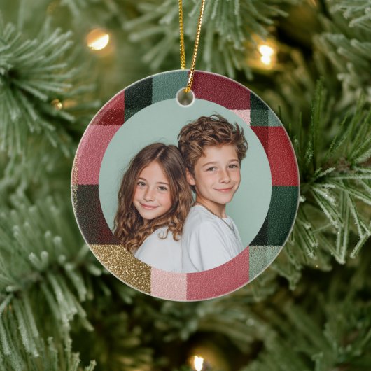 Custom Family Photo Christmas Ceramic Ornament (Baum)