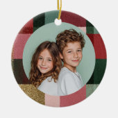 Custom Family Photo Christmas Ceramic Ornament (Vorne)
