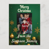Custom Family Photo Christmas Postcard Postkarte (Vorderseite)