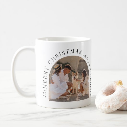 Custom Family Photo Christmas Snow Globe | Kaffeetasse (Mit Donut)