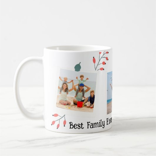Custom Family Photo Collage 3 Photos Text Coffee Kaffeetasse (Links)