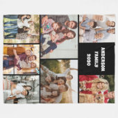 Custom Family Photo Collage Elegant Gift Black Fleecedecke (Vorderseite (Horizontal))