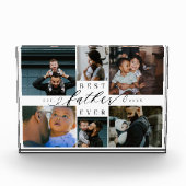 Custom Family Photo Collage Gift Best Father Ever Fotoblock (Vorderseite)