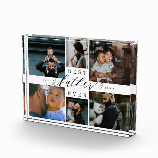 Custom Family Photo Collage Gift Best Father Ever Fotoblock (Rechts)