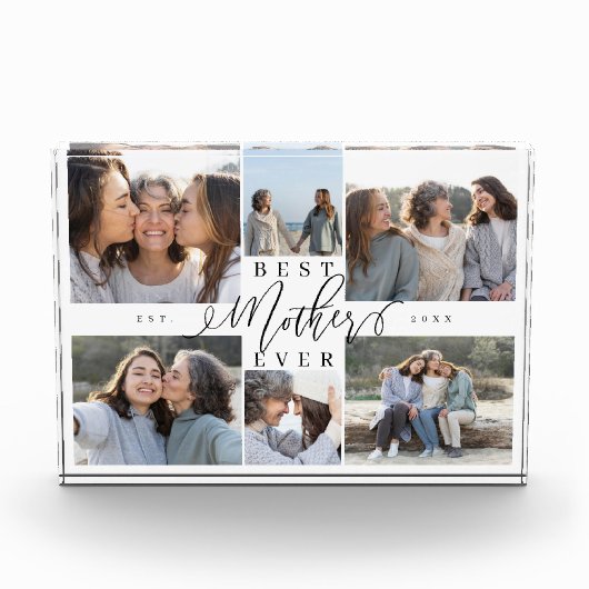 Custom Family Photo Collage Gift Best Mother Ever Fotoblock (Vorderseite)