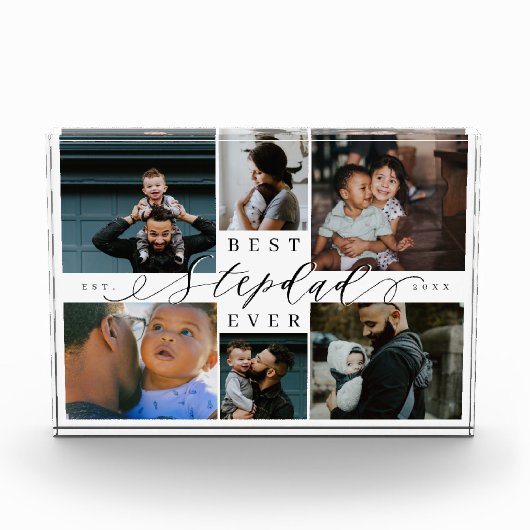 Custom Family Photo Collage Gift Best Stepdad Ever Fotoblock (Vorderseite)