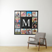 Custom Family Photo Collage Personalized Black Wandteppich (Beispiel)