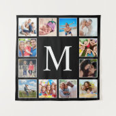 Custom Family Photo Collage Personalized Black Wandteppich (Vorderseite)