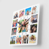Custom Family Photo Collage Personalized White Quadratische Wanduhr (Winkel)