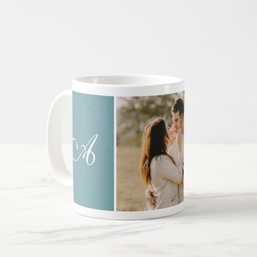 Custom Family Photo Gift with Elegant Initial Kaffeetasse (Vorderseite Links)