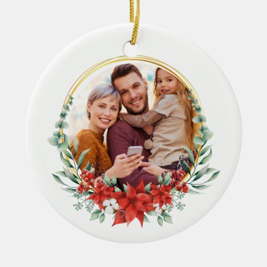 Custom Family Photo Holly Holly Keramik Ornament (Vorne)