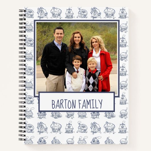 Custom Family Photo House Illustration Pattern Notizblock (Vorderseite)