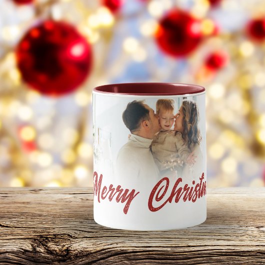 Custom Family photo Merry Christmas Gift Tasse