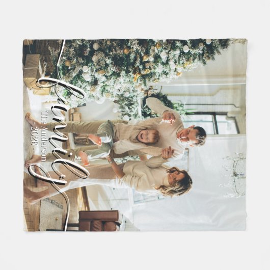 Custom Family Photo - Personalized Last Name Fleecedecke (Vorderseite (Horizontal))