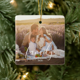 Custom Family Photo - Personalized Last Name  Keramikornament