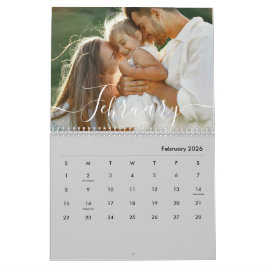 Custom Family Photo | Personalized Modern Gray Kalender