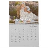 Custom Family Photo | Personalized Modern Gray Kalender (Mär 2026)