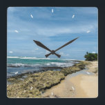 Custom Family Photo Personalized Wall Clock Quadratische Wanduhr<br><div class="desc">Custom Photo Personalized Square Wall Clock</div>