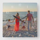 Custom Family Photo Quadratische Wanduhr (Vorderseite)