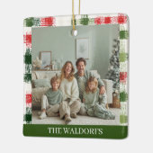 Custom Family Photo Red and Green Plaid Ornament (Links)
