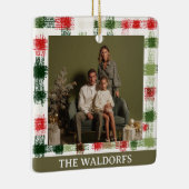 Custom Family Photo Red and Green Plaid Ornament (Rechts)