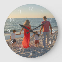 Custom Family Photo Round Große Wanduhr