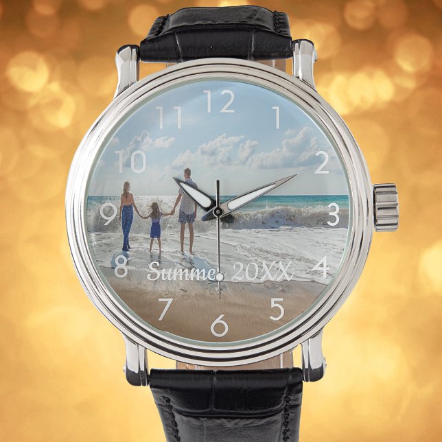 Custom family photo text watch white armbanduhr (Von Creator hochgeladen)