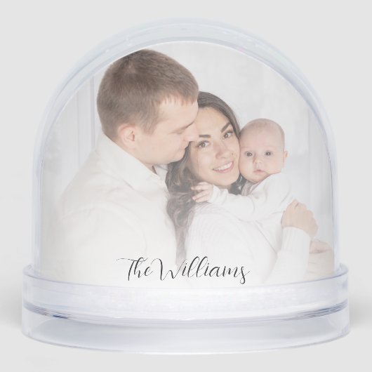 Custom Family Photo with Text | Christmas Keepsake Schneekugeln (Vorderseite)