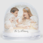 Custom Family Photo with Text | Christmas Keepsake Schneekugeln (Rückseite)