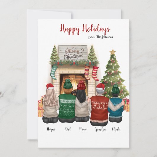 Custom Family Portrait Clip Art Weihnachtskarte Einladung (Vorderseite)