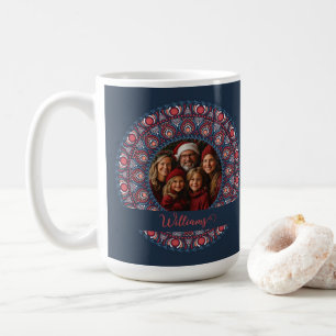 Custom Family Portrait Russet Christmas Mandala Kaffeetasse