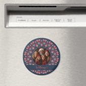 Custom Family Portrait Russet Christmas Mandala Magnet (In Situ (Geschirrspüler))