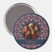 Custom Family Portrait Russet Christmas Mandala Magnet (Vorderseite/Rückseite)