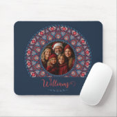 Custom Family Portrait Russet Christmas Mandala Mousepad (Mit Mouse)