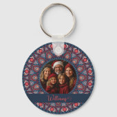 Custom Family Portrait Russet Christmas Mandala Schlüsselanhänger (Rückseite)