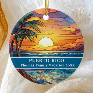 Custom Family Puerto Rico Trip Imitate aus festem  Keramik Ornament
