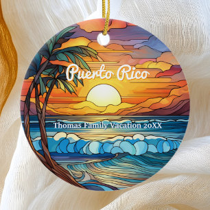 Custom Family Puerto Rico Trip Imitate aus festem  Keramik Ornament