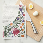 Custom Family Recipe Folk Art Flowers Geschirrtuch (Viertel Falte)