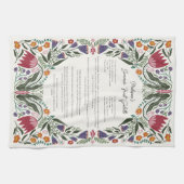 Custom Family Recipe Folk Art Flowers Geschirrtuch (Horizontal)