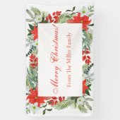 Custom Family Red Floral Frohe Weihnachtsbanner Banner (Vertikal)